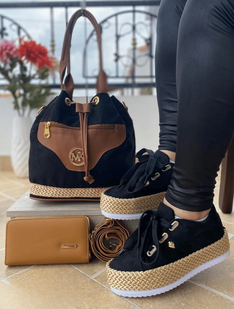 Set de bolso, calzado y billetera de yute – estilo y sostenibilidad en un solo conjunto
