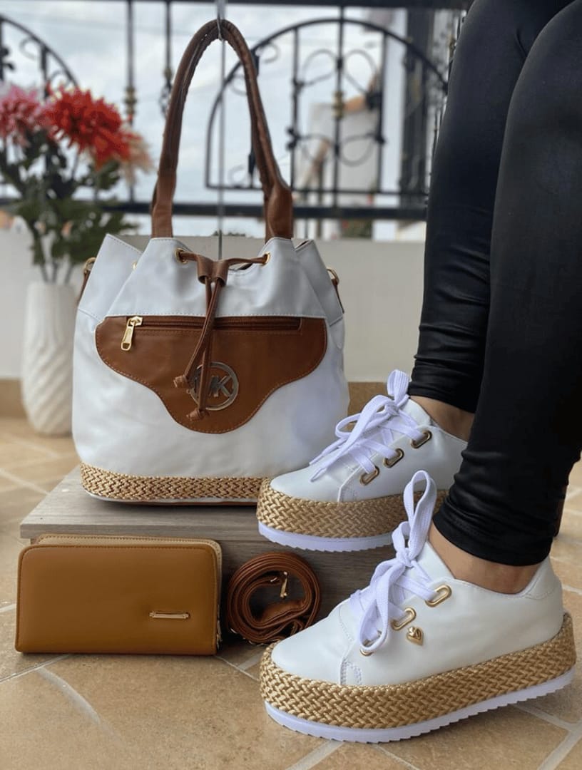 Set de bolso, calzado y billetera de yute – estilo y sostenibilidad en un solo conjunto